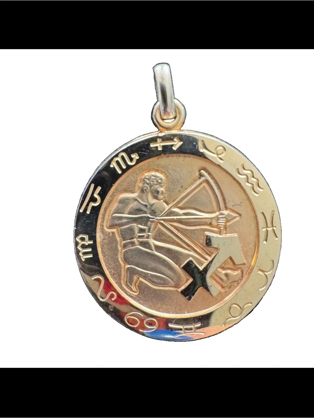 Vtg SWANK Sagittarius Zodiac Coin Pendant Necklace GoldTone Astrology Nov-Dec